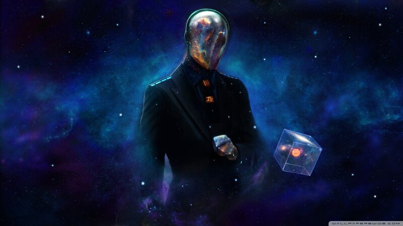 Figure in Space Suit — Blue, Dramatic