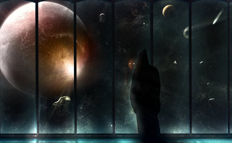 figure in space window