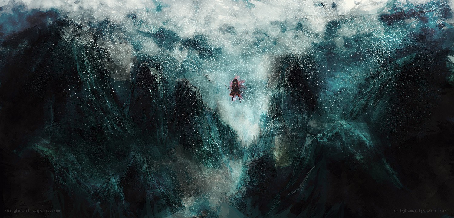 figure in stormy canyon