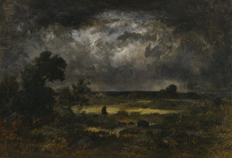 Figure in Stormy Landscape — Dark Gray