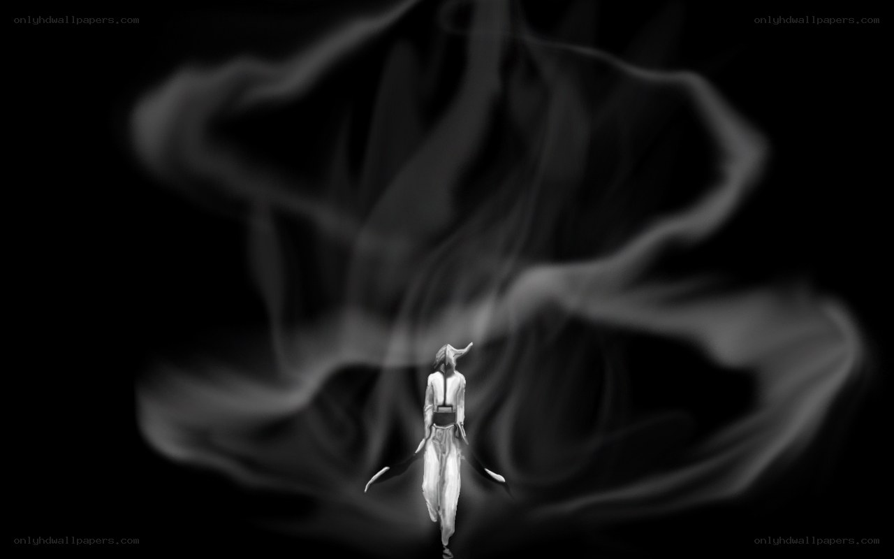 figure in swirling mist