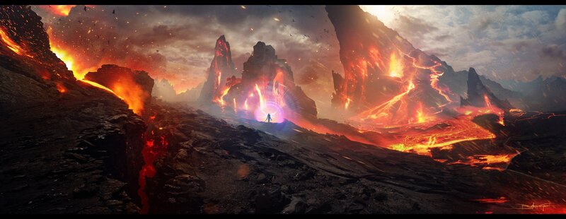 Figure in Volcanic Landscape