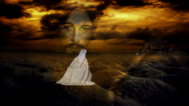 Figure in White Robe — Orange