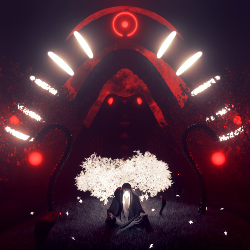 Figure Meditating under Tree