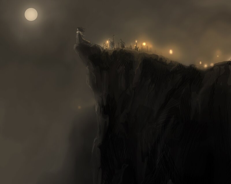 Figure on a Cliff Edge — Brown