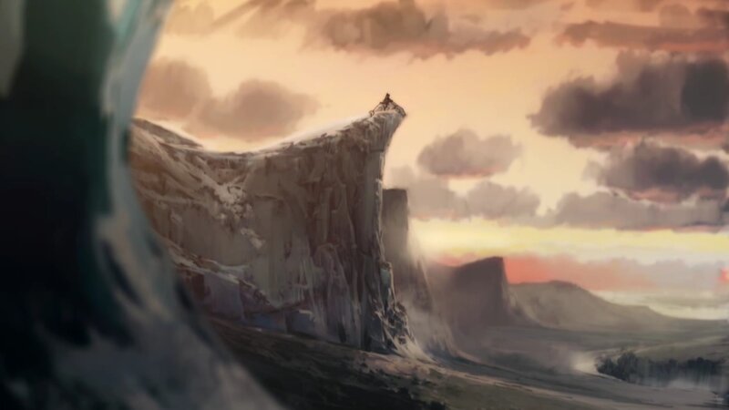 Figure on a Cliff — Orange, Dramatic, Sunset, Digital Art, Sky