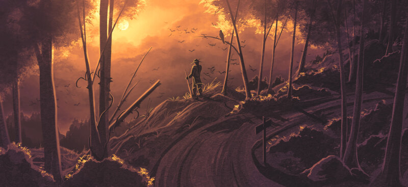 Figure on a Hill at Sunset