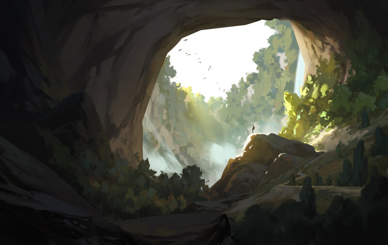 Figure on a Rock — Green