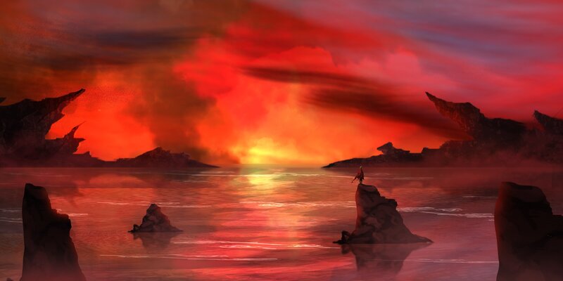 Figure on a Rock — Red