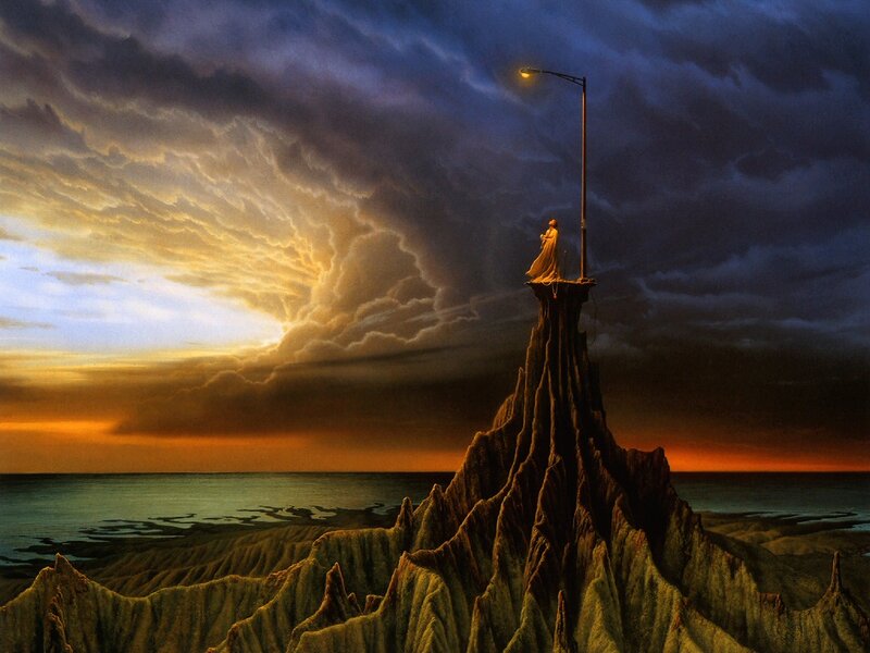 Figure on a Rock Spire — Orange