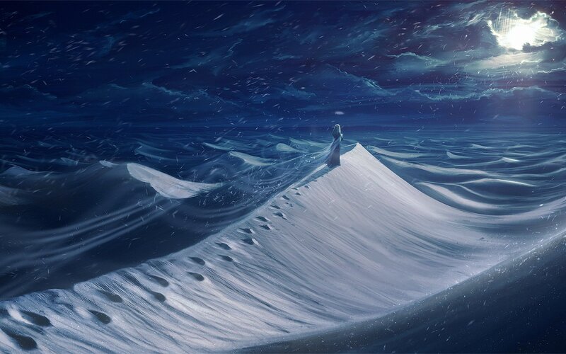 figure on a snowy wave