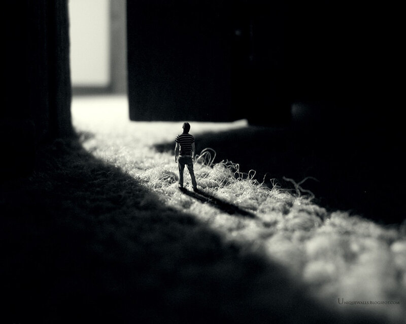 figure on a textured path