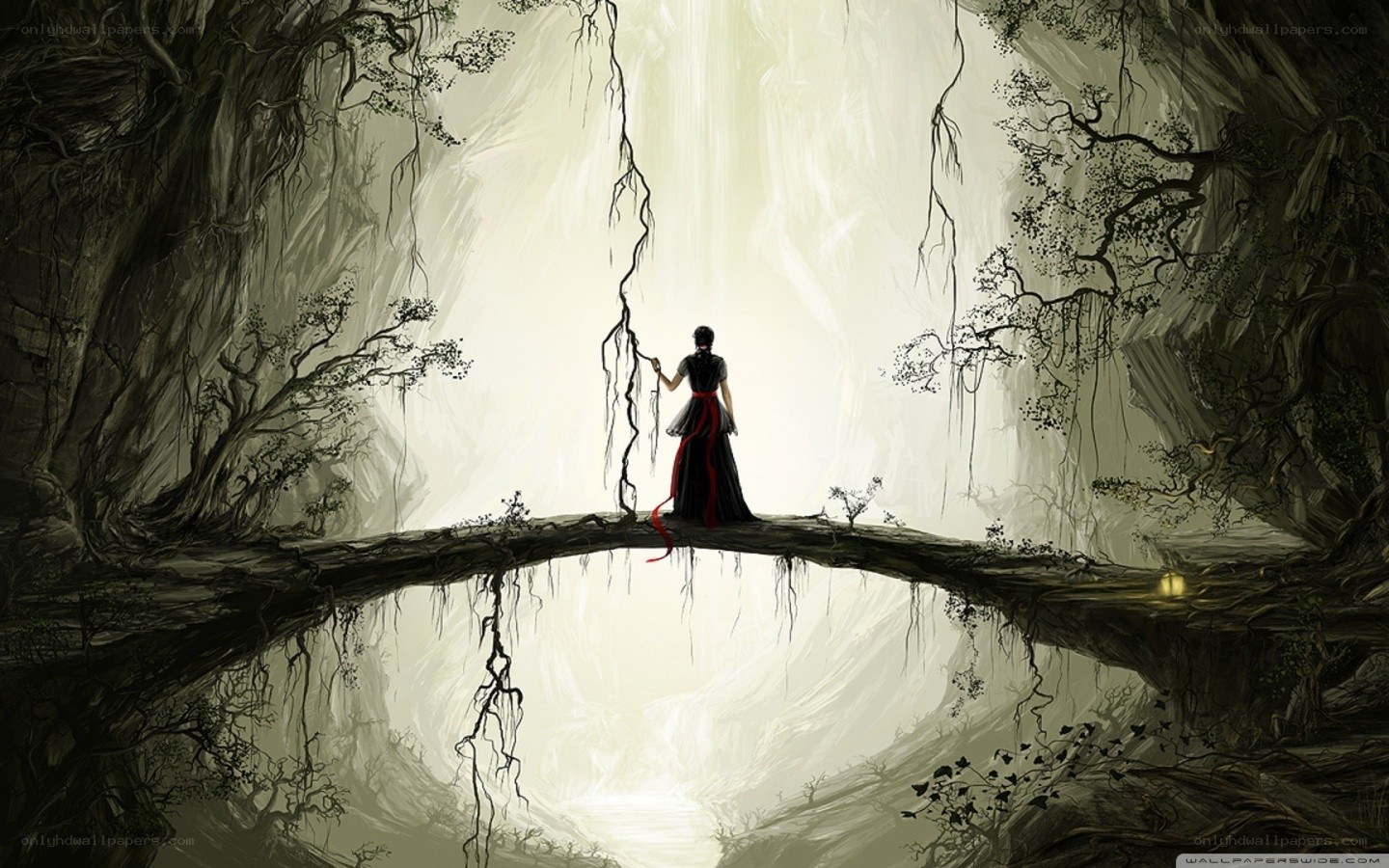 figure on a tree bridge