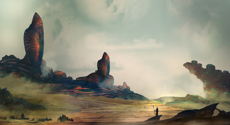 Figure on Alien Landscape — Brown