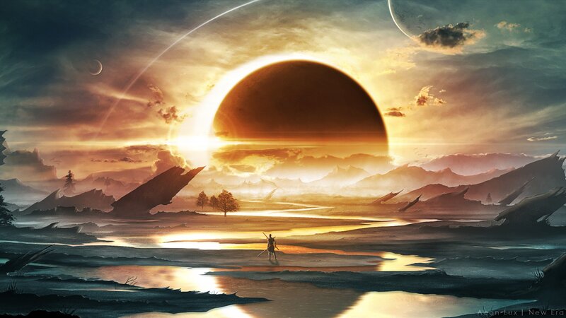 Figure on Alien Landscape — Orange