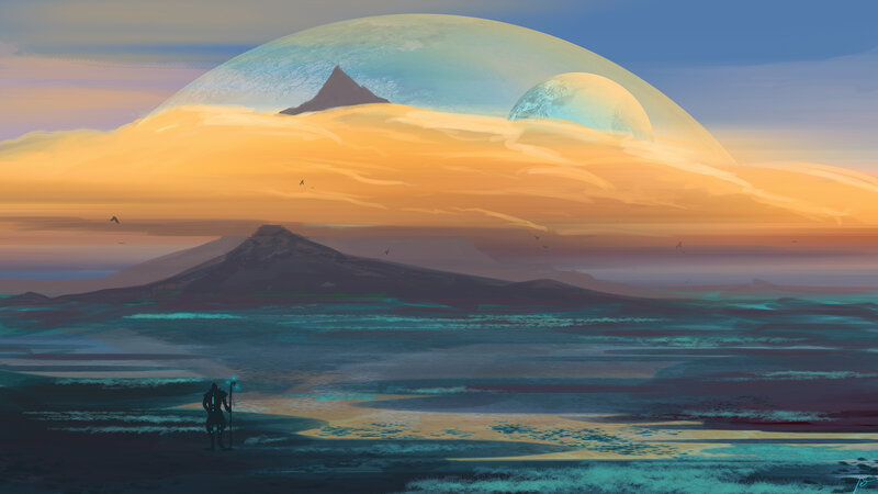 Figure on Alien Shore — Orange