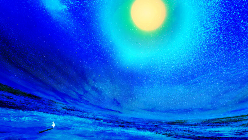 Figure on Blue Landscape