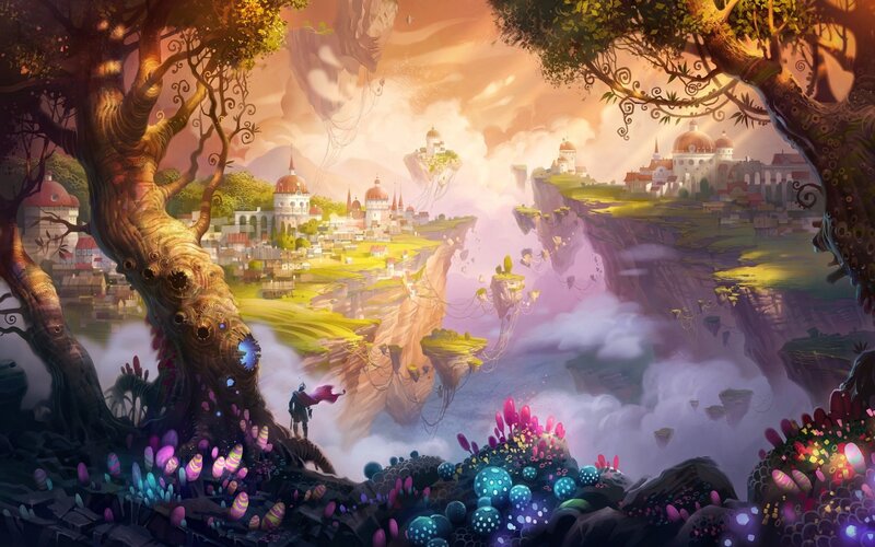 Figure on Floating Island — Purple