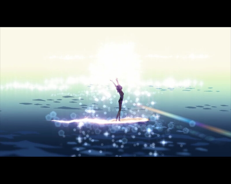 figure on glowing platform