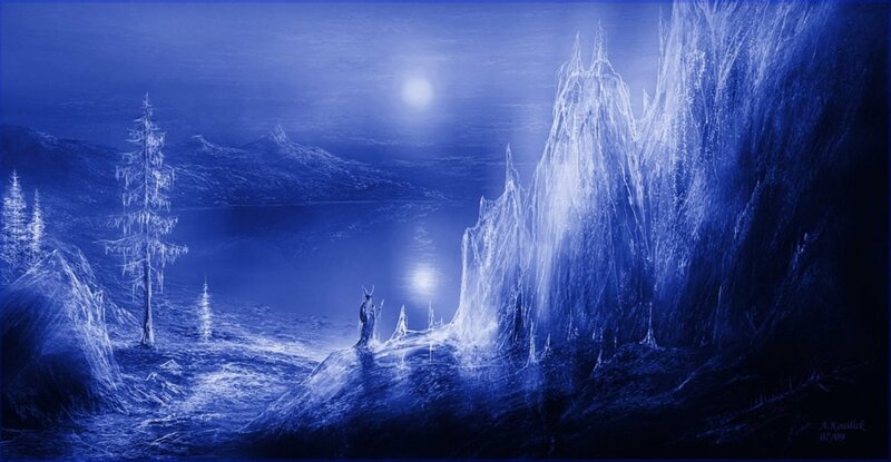 Figure on Icy Cliff