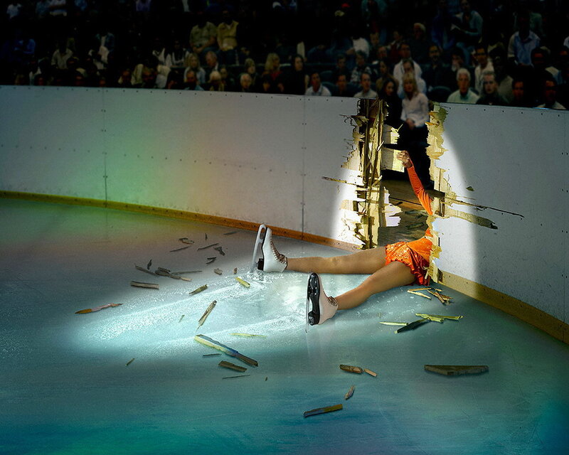 Figure skater crashes into wall