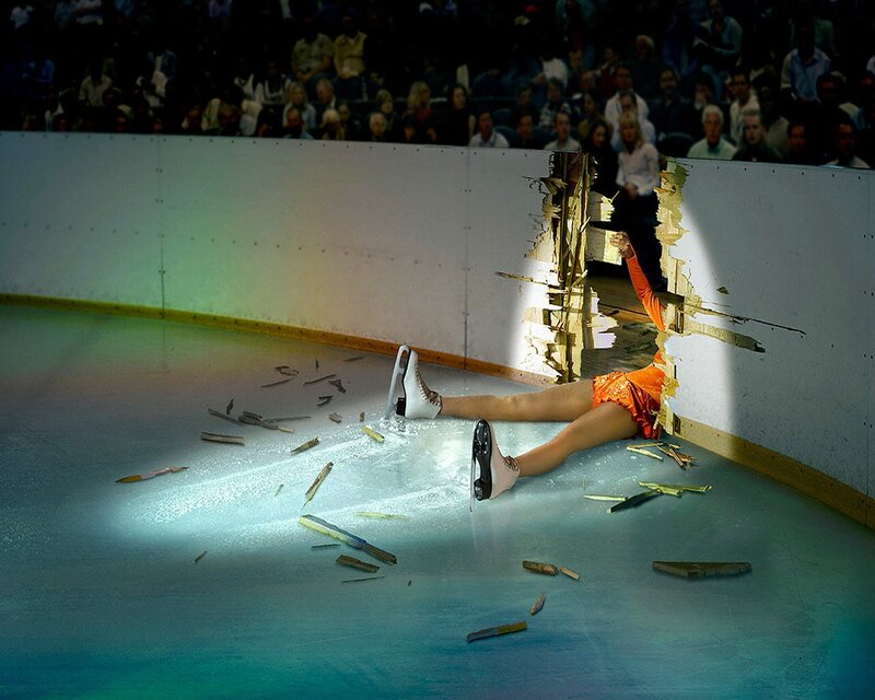 Figure Skater Crashing — White