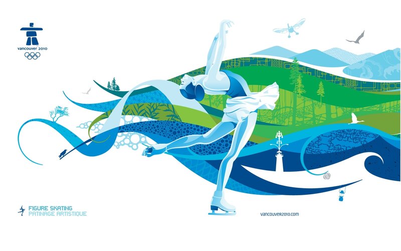 Figure Skater in Motion — Blue