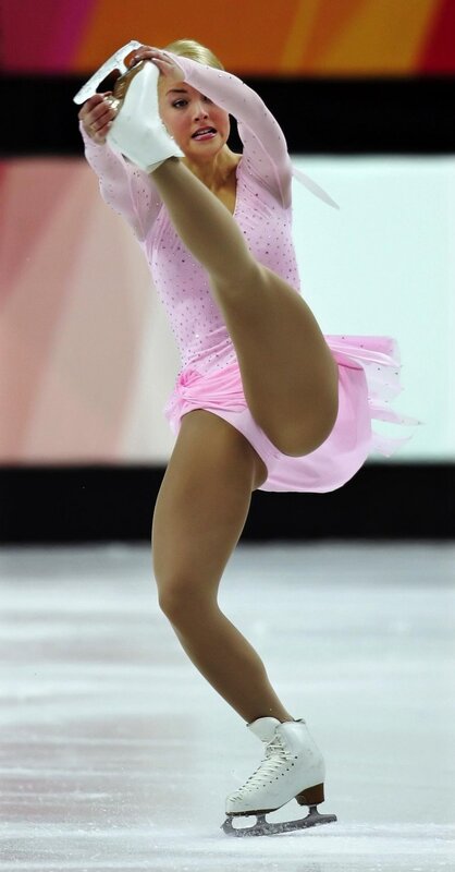 figure skater in pink costume