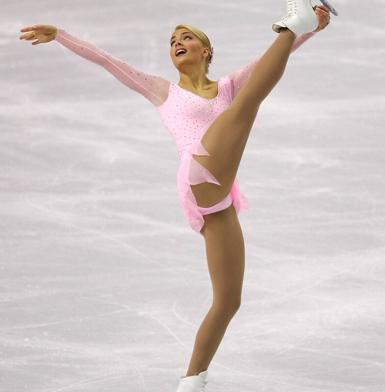 figure skater in pink costume