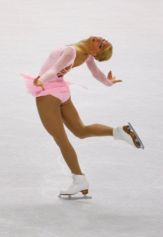 figure skater in pink costume