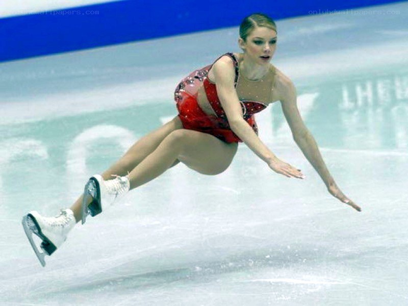 figure skater in red costume