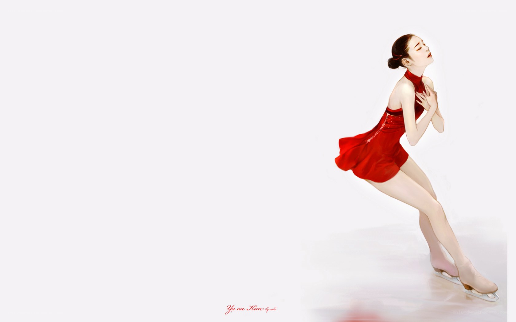 figure skater in red dress