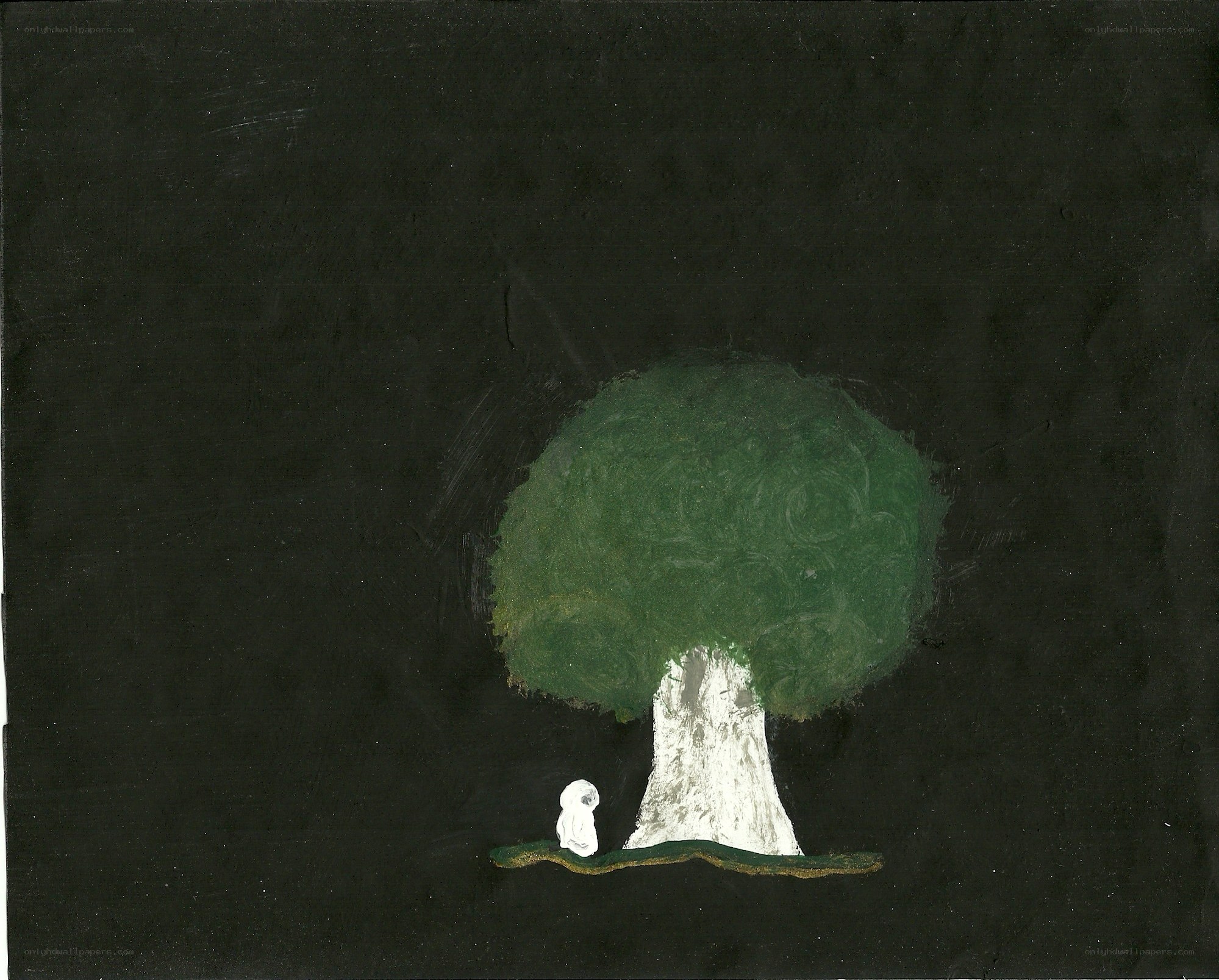 figure under a tree