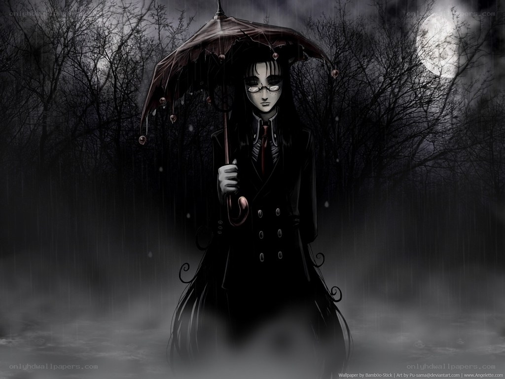 figure under umbrella in rain