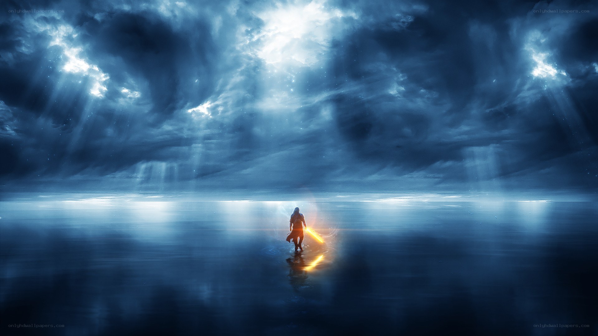 Figure walking on water