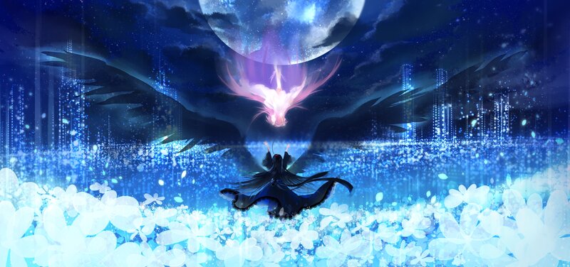 Figure with Black Wings — Blue