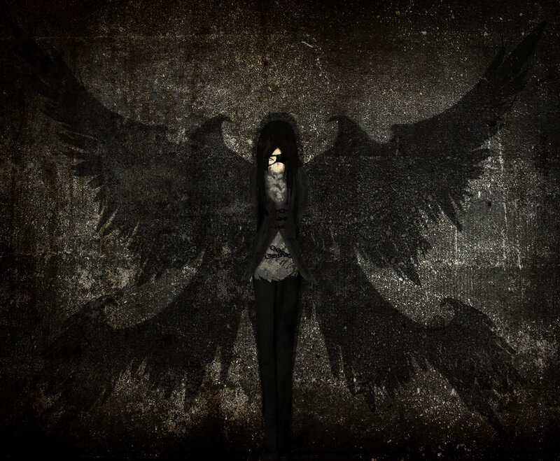 Figure with Black Wings — Dramatic