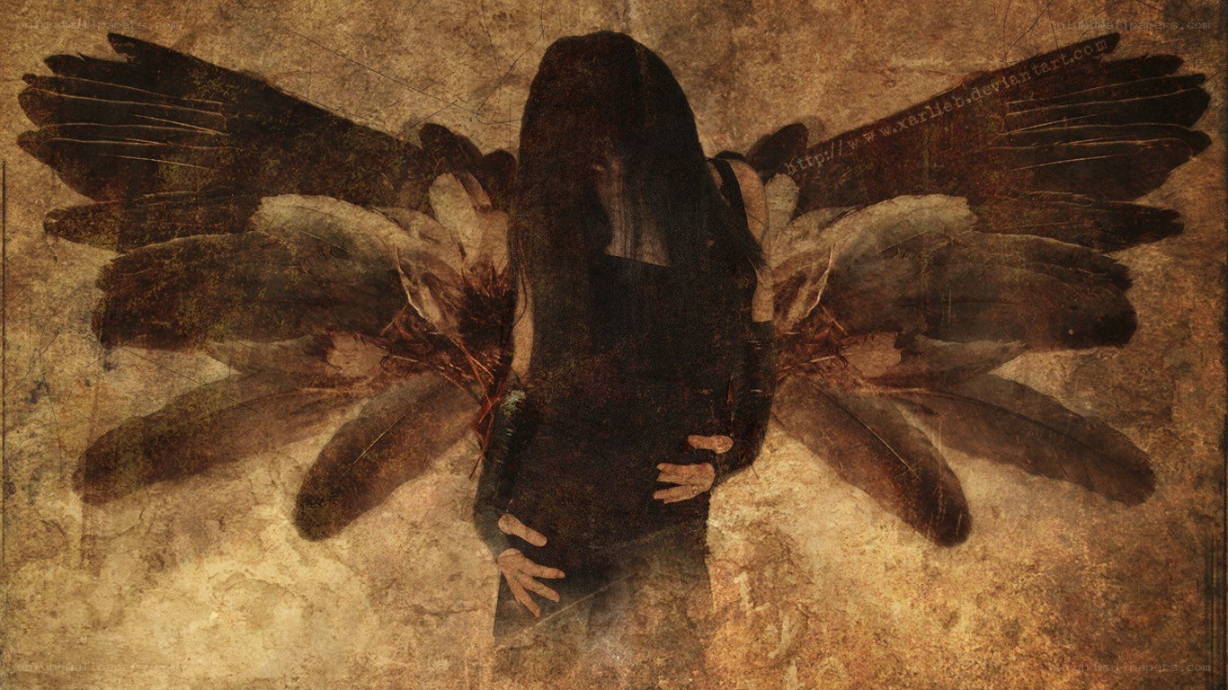 figure with dark wings