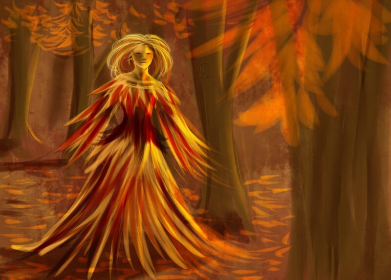 Figure with Fiery Wings