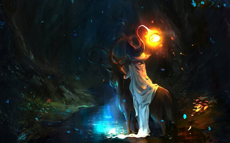 Figure with Glowing Head — Dark Blue