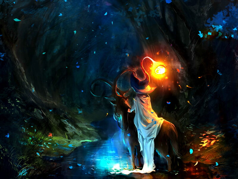 Figure with Glowing Lamp