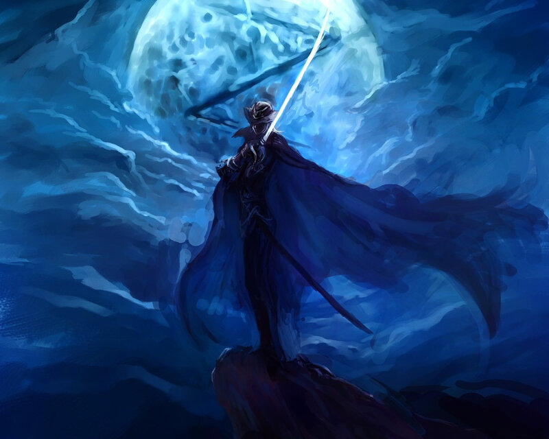 Figure with Glowing Sword