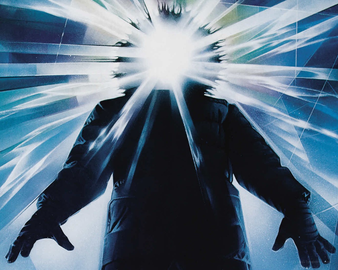 figure with radiant light burst