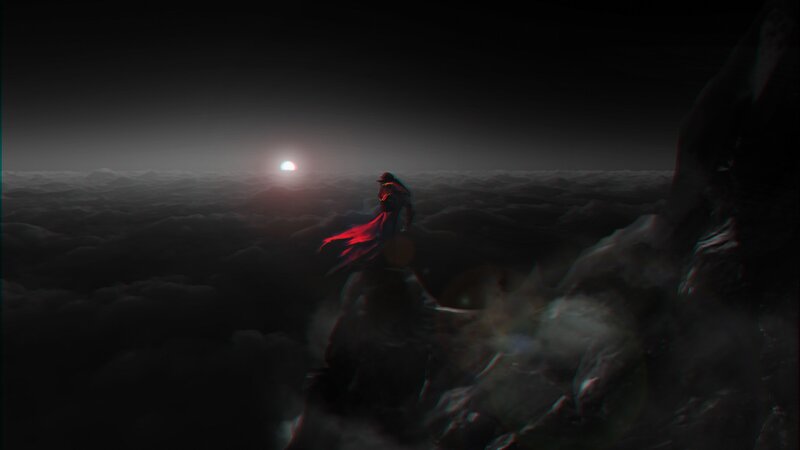Figure with Red Cape — Black