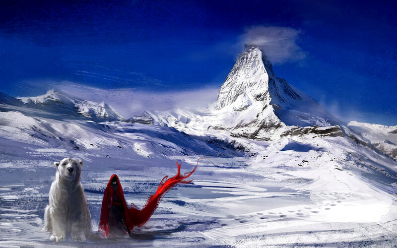 Figure with Red Cloak — Blue