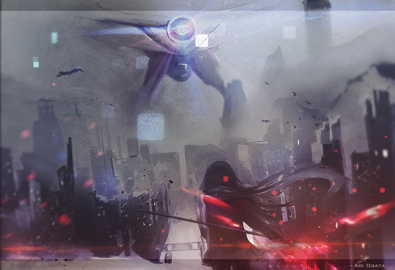 Figure with Red Energy Weapon