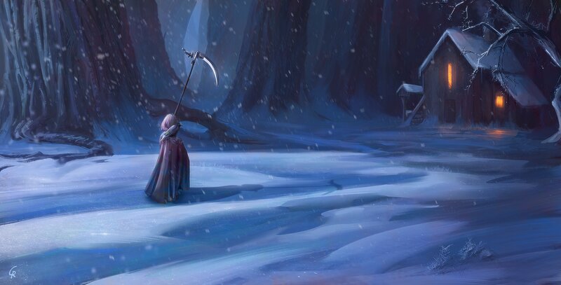 Figure with Scythe in Snow