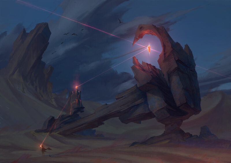 Figure with Staff in Desert