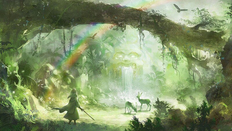 Figure with Sword in Forest