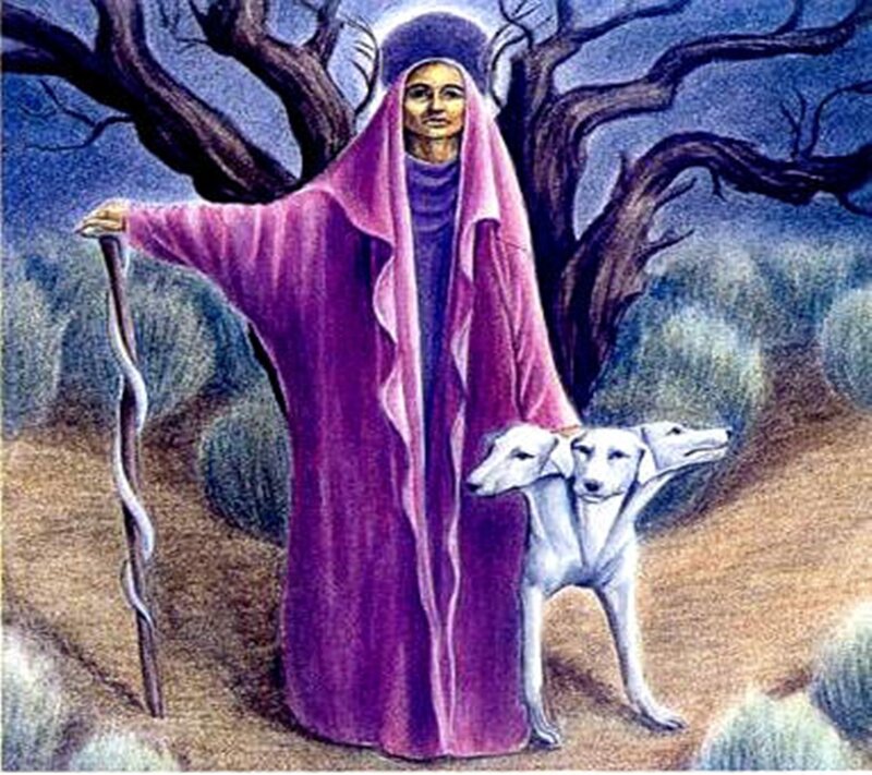 figure with two-headed dog